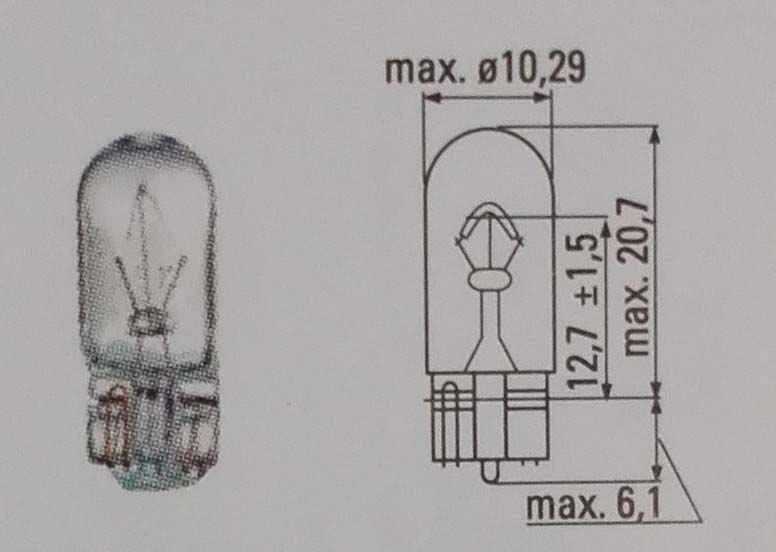 LAMP. E1 T10 12V W5W W2,1X9,5D